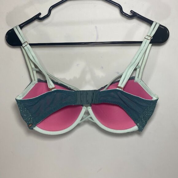 PINK Victoria's Secret Teal Lace Date Push-Up Bra - Picture 3 of 3